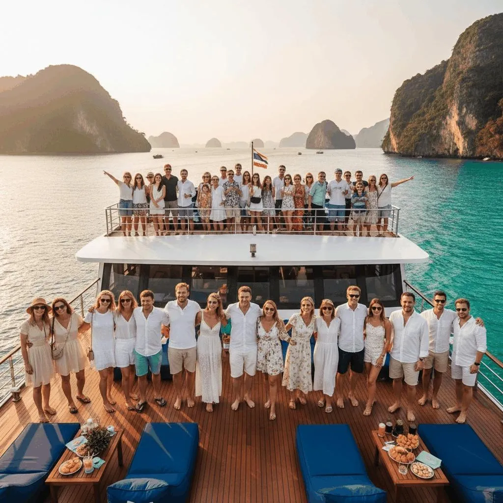 Passengers on a Seatran Ferry crossing in the Gulf of Thailand