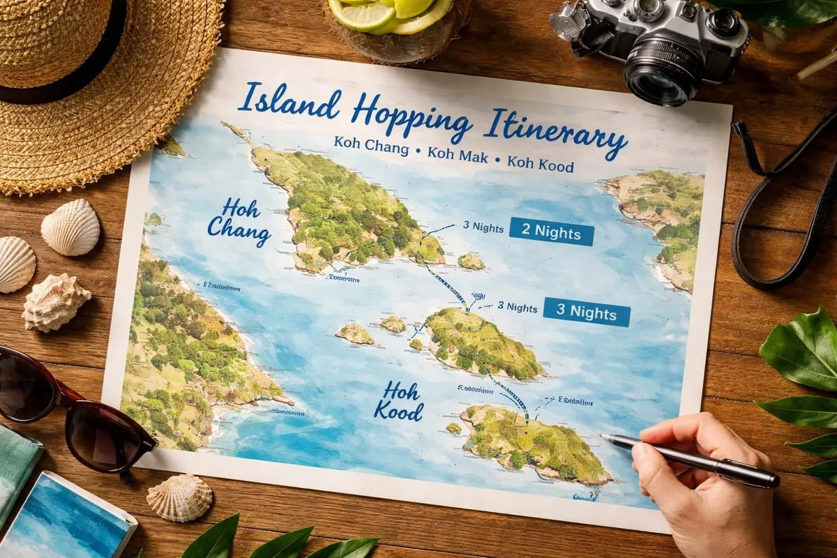 Three-island hopping route