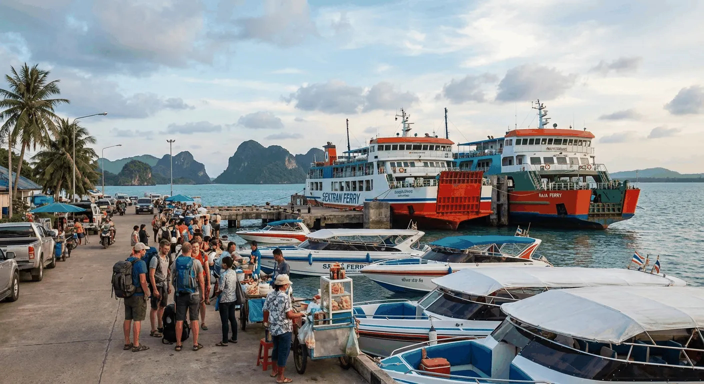 Bustling scene at Donsak Pier