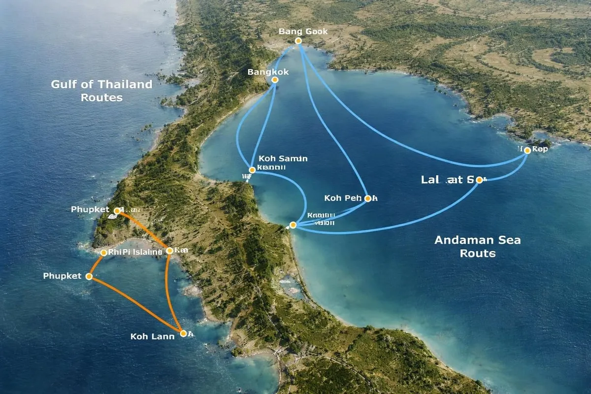 Thailand ferry network map