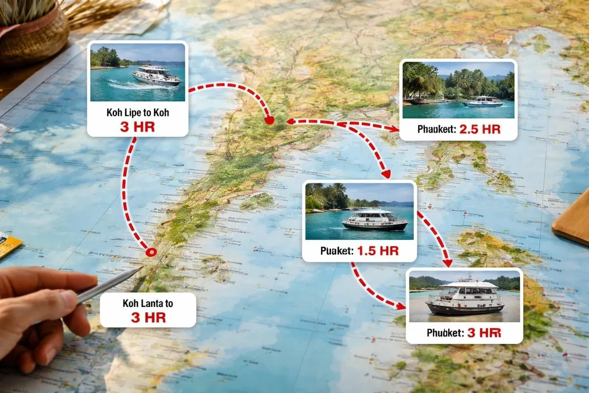 Ferry route map from Koh Lipe to Phuket