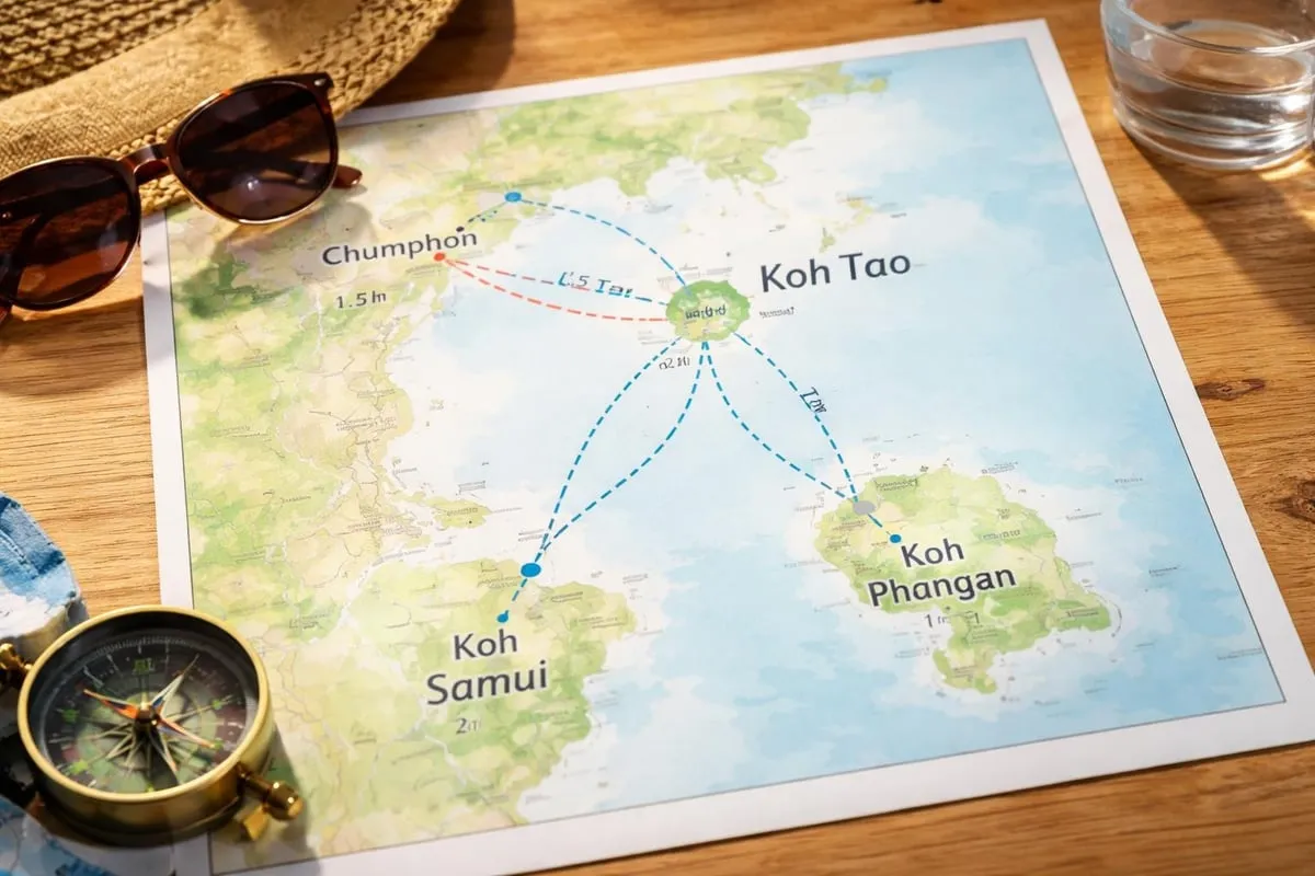 Koh Tao boat journey routes