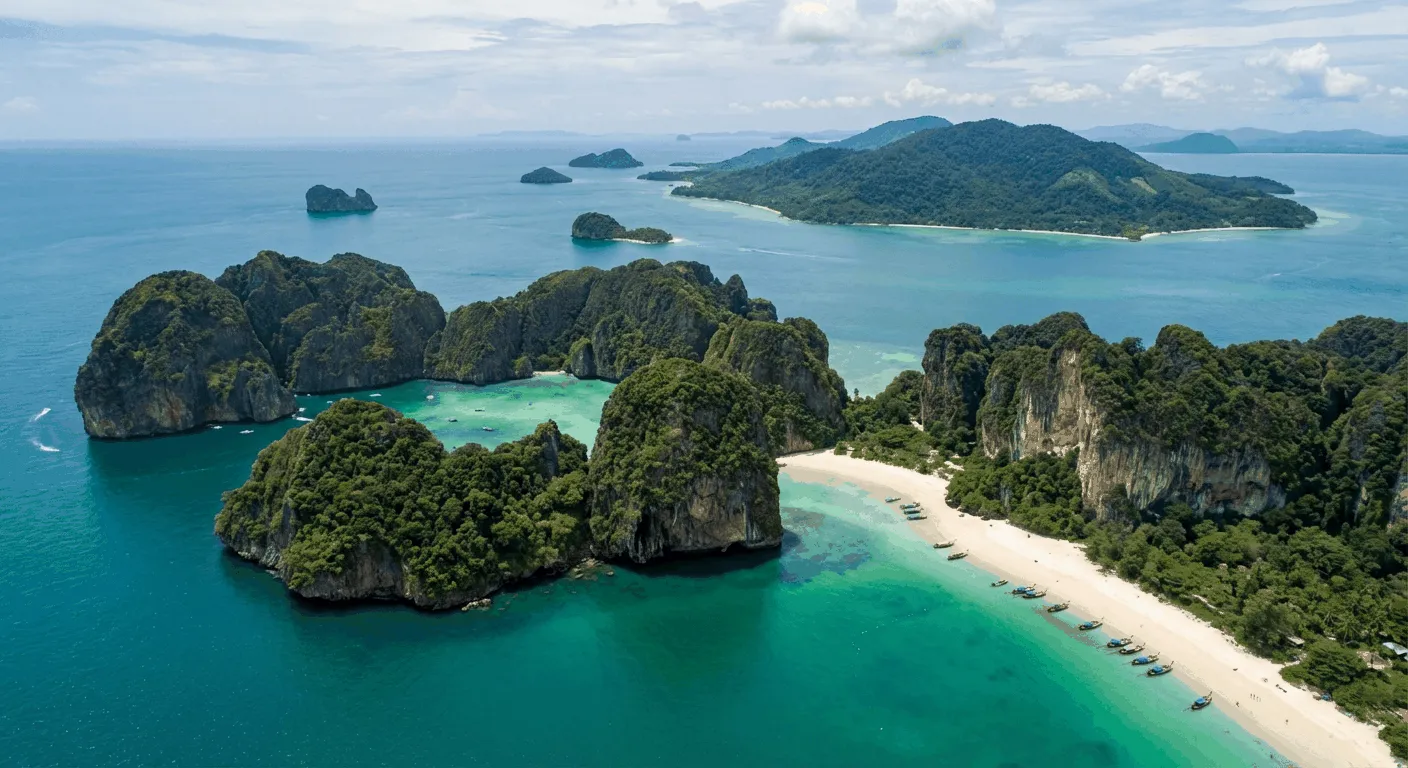 Scenic aerial view of Krabi's island destinations