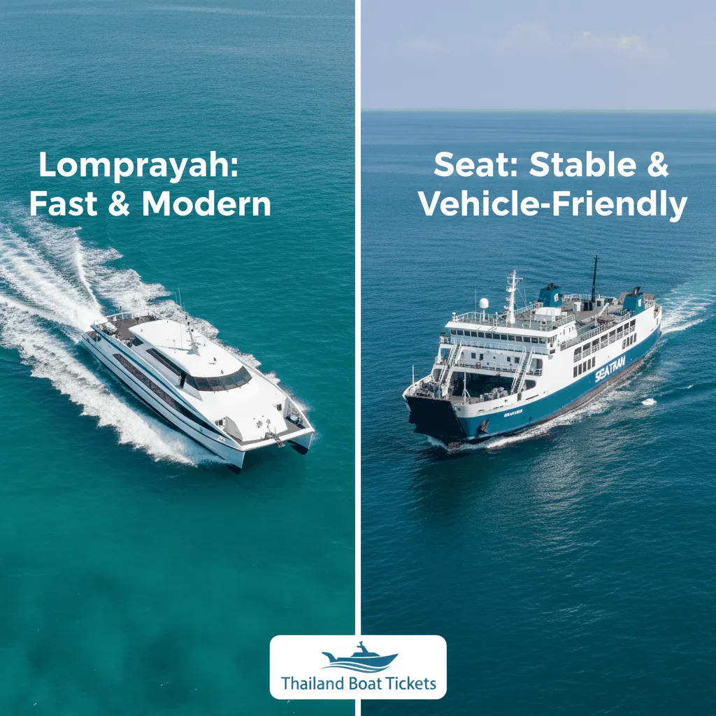 Lomprayah and Seatran ferries side by side comparison