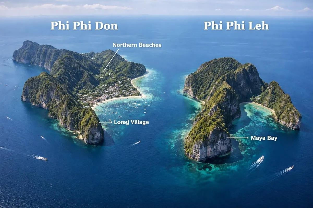 Phi Phi Thailand island layout