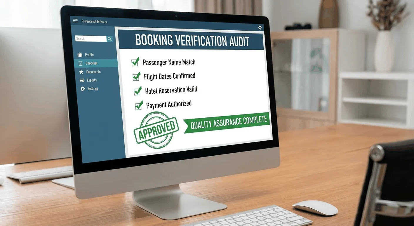 Quality assurance team reviewing booking details and ferry information